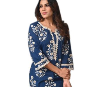 FIRSTRAIN Women Cotton Straight Printed Kurti | Soft Breathable Kurta for Office & Casual Use | Stylish Ethnic Long Kurta for Ladies | Trendy Festive & Regular Wear Cotton Kurti