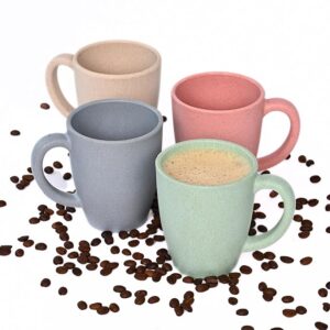 Click to see full view   4 VIDEOS     4+ Eha Earth-Friendly Classic Coffee Mug Set of 4 | 300 ml | Made with Rice Husk & Bamboo Fibers | Microwave Safe | for Hot & Cold Coffee, Milk & Tea Cup | Matte Finish Mugs |Multicolor-Ligh